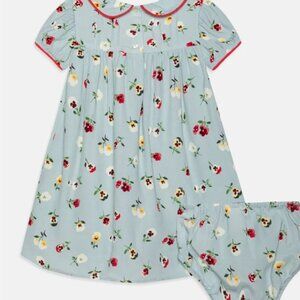 Gap x doen 3yo  Blue girl  Floral Dress with Red Accents